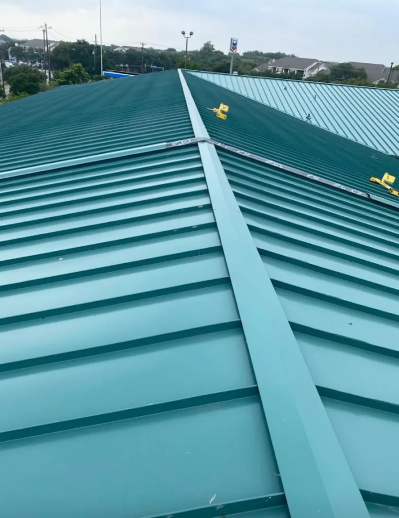 Green commercial metal roof ridge and valley for Metal Roof Repair in Terrell
